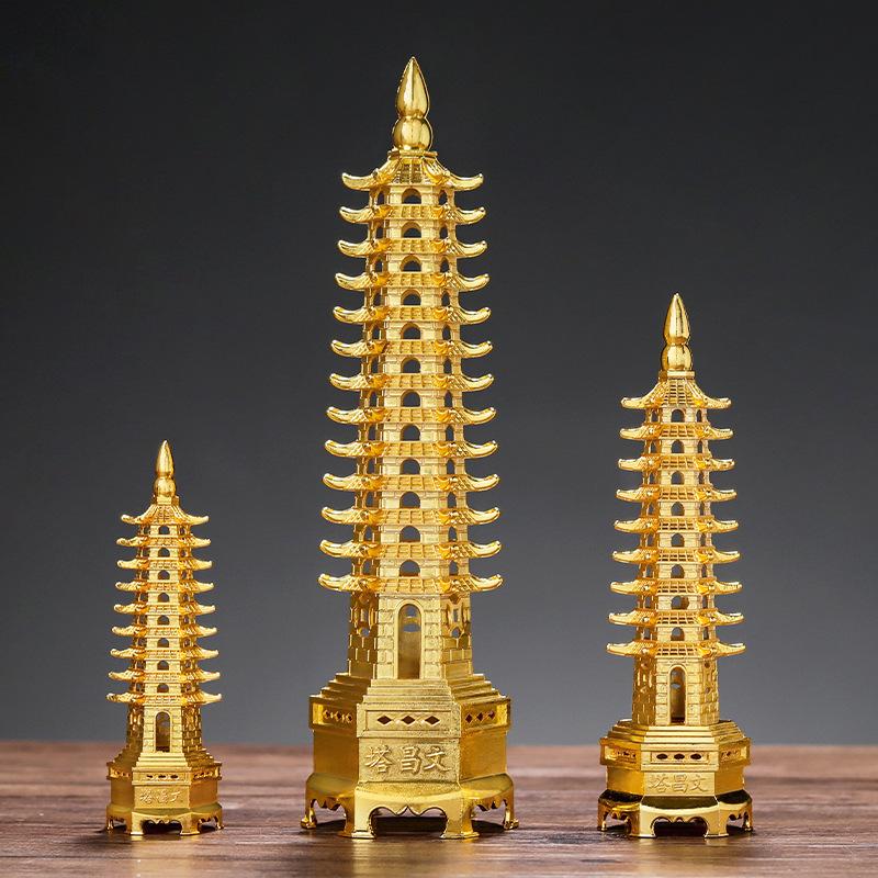 Zinc Alloy 3D Model, Chinese Wenchang Pagoda Tower Crafts, Statue Souvenir, Home Decoration, Metal Handicraft