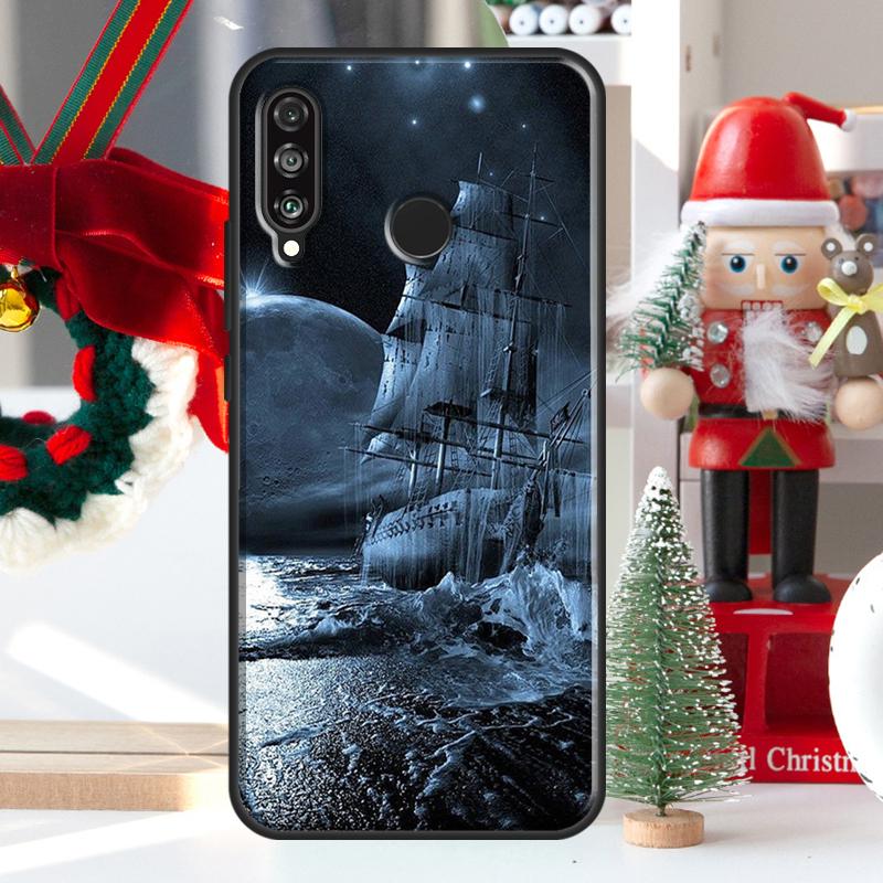 Sailing Pirate Ship Boat For Huawei Nova 9 10 SE 11 Pro Y60 Y70 Y90 Y61 Y91 Y72 Y73 12i 11i 8i P20 P30 P40 Lite Case