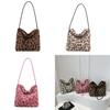 Chic Oversized Plush Leopard Print Tote Bag For Women In Brown White And Pink Perfect For Daily Outings