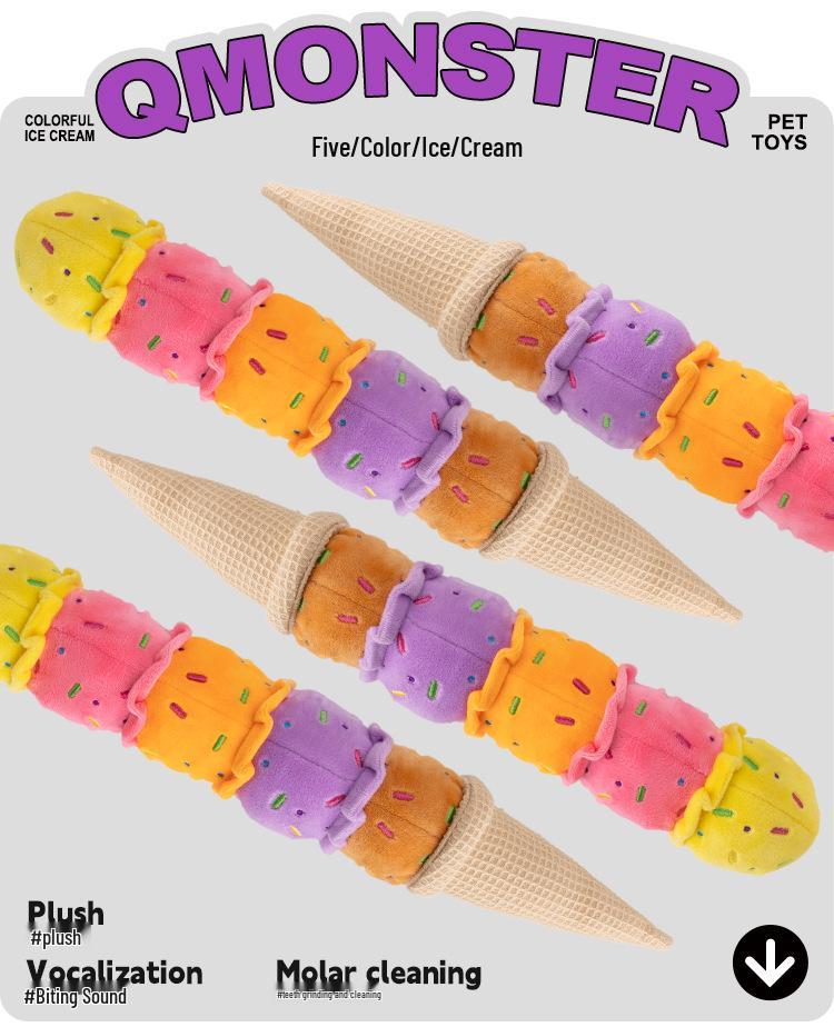 QMonster Dog Ice Cream Sound Toy - Colorful, Slow Rebound, Stress Relief