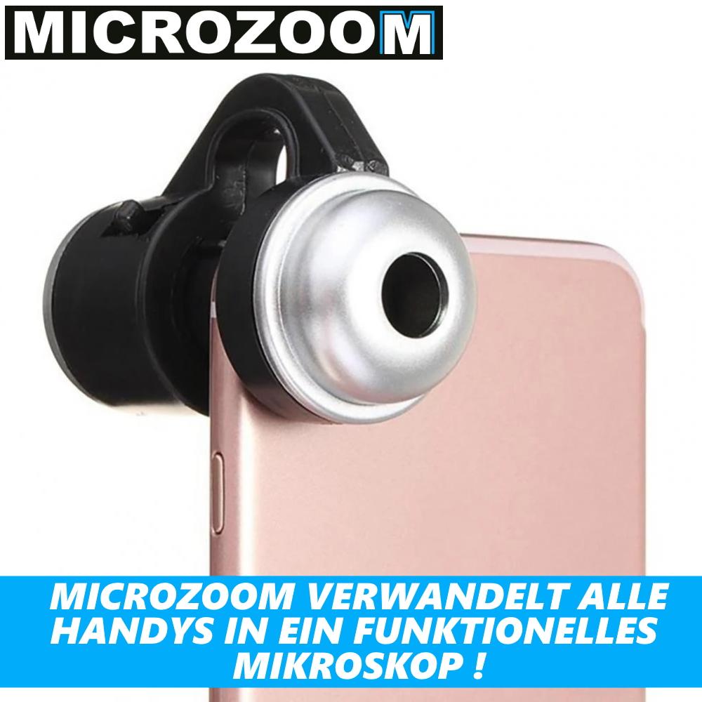 MICROZOOM Mobilní telefon Smartphone Mikroskop Makro objektiv LED 30x zvětšení Tablet Lupa