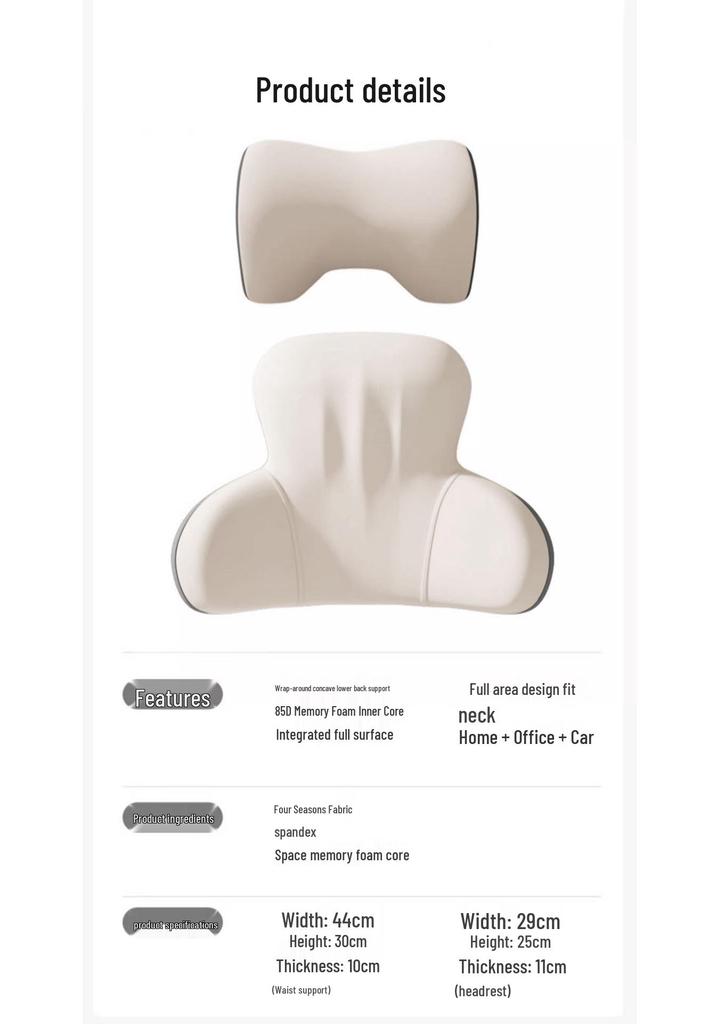 Compatible Headrest Neck Pillow & Lumbar Support Cushion for Lantu FREE, Taishan, Zhiyin, and Zhuiguang L Cars.