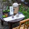 Solid Wood Round Side Table, Zen Low Floor Table for Balcony, Mortise and Tenon Joint Coffee End Table, Minimalist Living Room