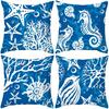 Oceanic Marine Creatures Patterned Pillow Covers Pattern Cushion Cover Suitable For Sofa Bedroom Car Pillow Cover