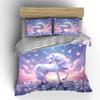 Enchanted Unicorn With Sparkling Crystals Duvet Cover Set With 3D Printing Design Soft Polyester Bedding Set All-Season Comfort