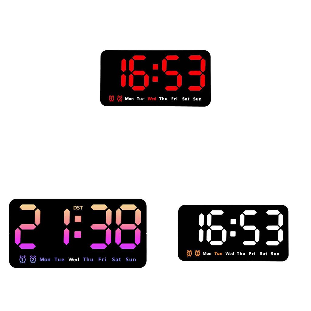 Digital Wall Clock With Temperature And Led Display For Living Room Decor