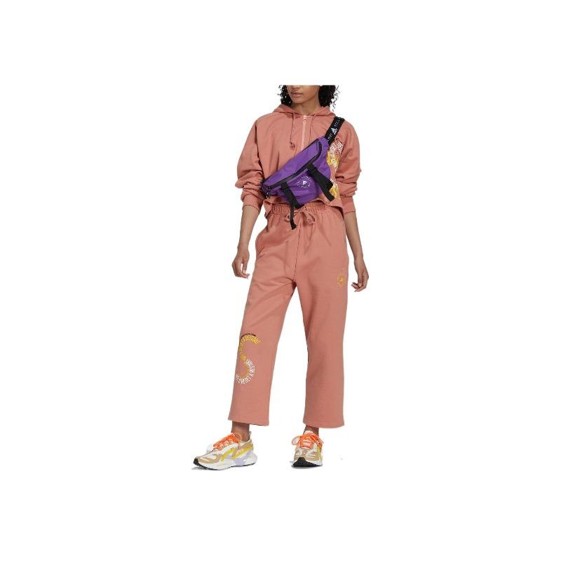 adidas Logo Print Hooded Drawstring Jacket Women Outerwear Pink IB5891