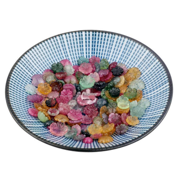 Tourmaline Candy Colored Beads: Small Flower Petals for DIY Crystal Bracelets.