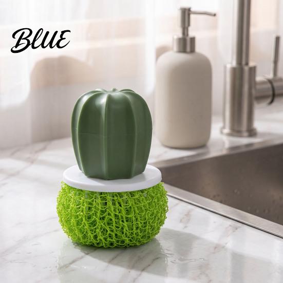 Practical Housewarming Gifts Cactus Dish Brush with Base Flexible Non Scratch Nano Scrubber Effective Material Oil Stain Remove Scrub for