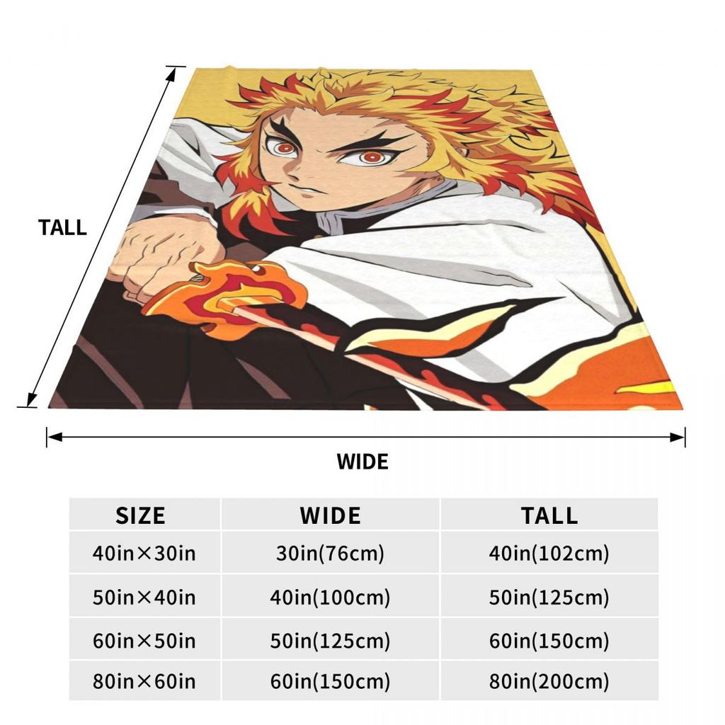 Flame Hashira Kyojuro Rengoku Blankets Anime Demon Slayer Plush Funny Warm Throw Blanket for Coverlet Spring/Autumn