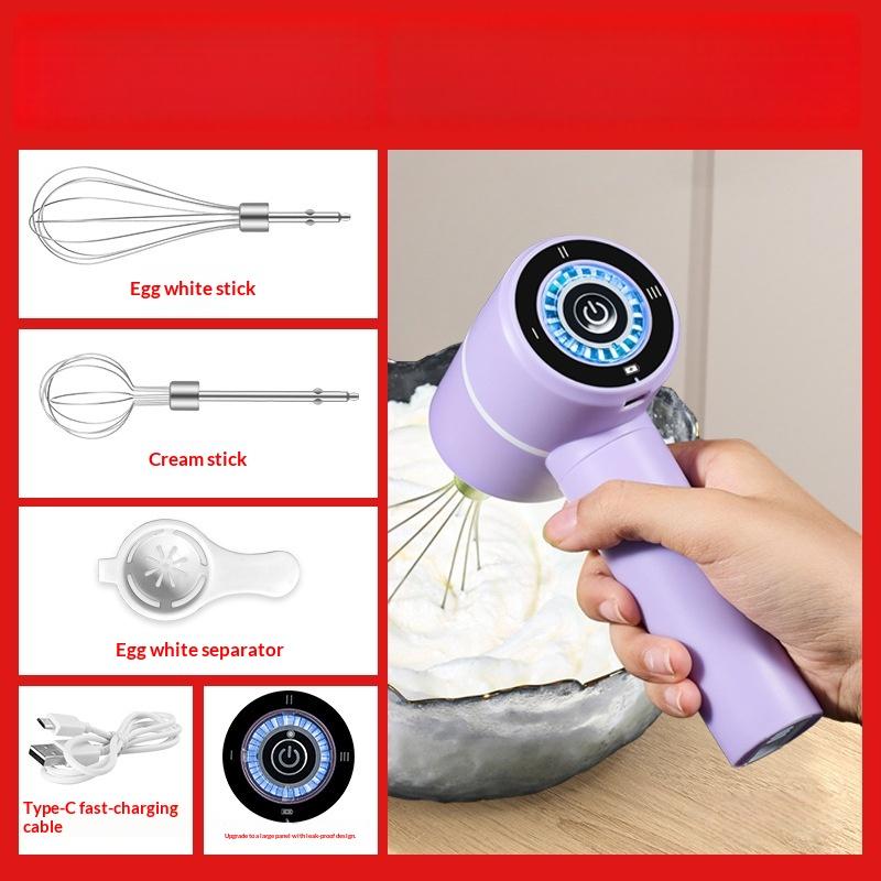 Electric Egg Beater Rechargeable Home Handheld Small Wireless Egg Beater Baking Cream Electric Whip Blender Hand Mixer For Cakes