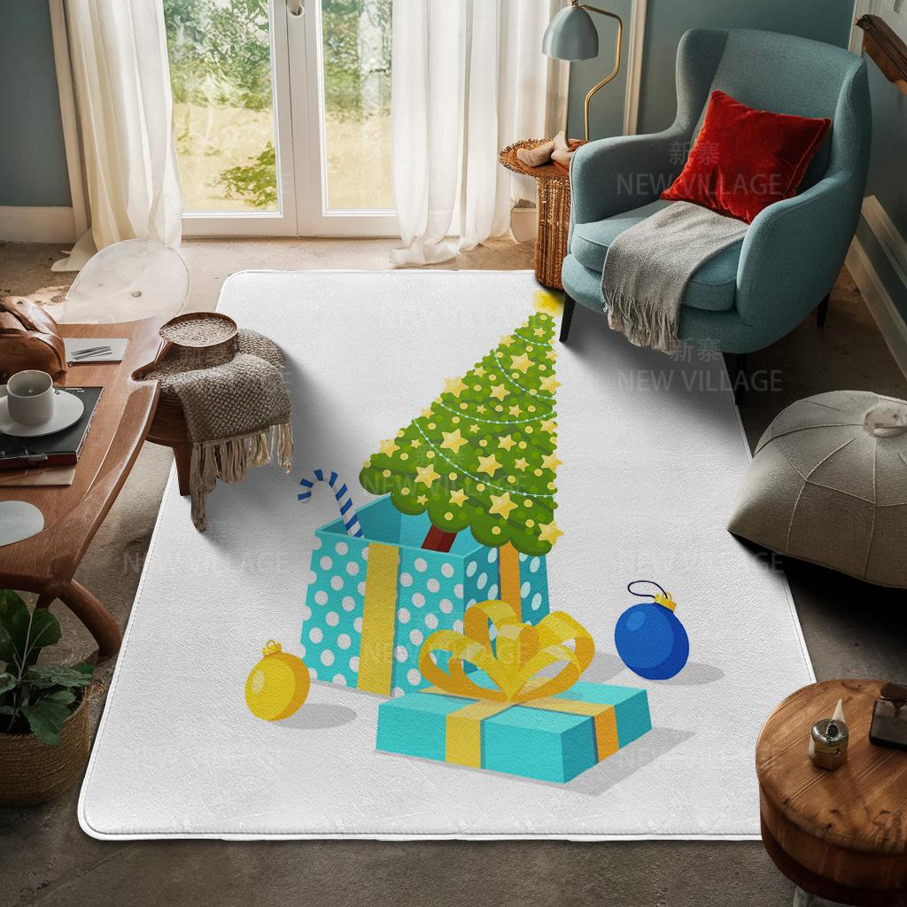 House Entrance Carpet Home Door Mat Living Room Bath Foot Bathroom Non-slip Water Absorption Rugs Bath Merry Christmas Winter