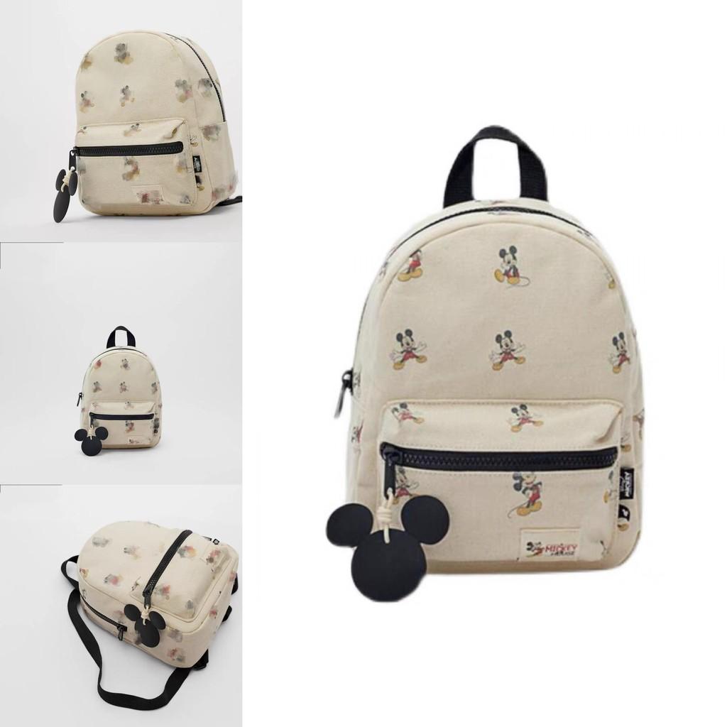 Mickey Mouse Mini Canvas Backpack With Zipper Closure For Kids And Women