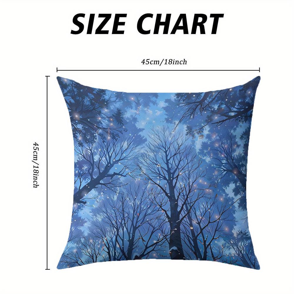 Snowy Forest Glow Square Jacquard Pillow Cover for Sofa Office Waist Cushion Cover Home Decorative Pillowcase