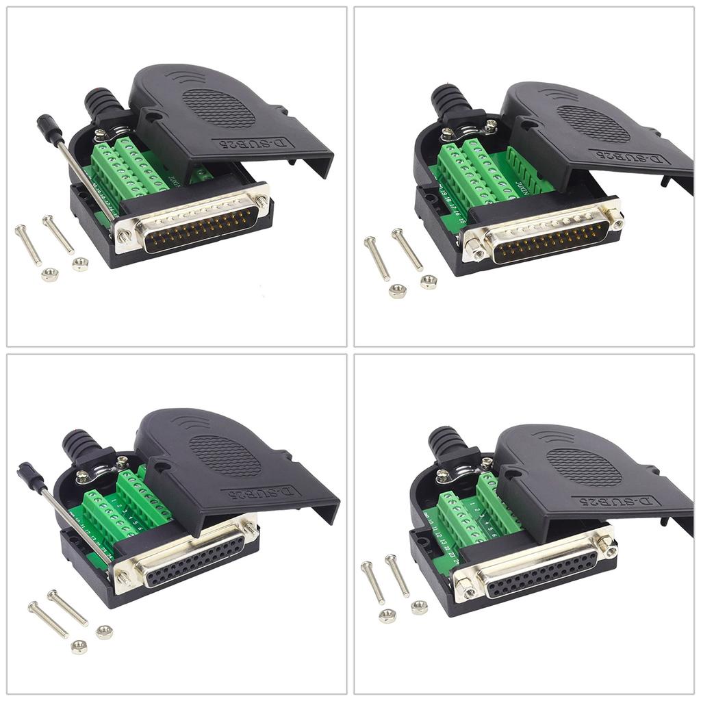 DB25 D SUB 25 Pin Female Male Adapter Copperded Contacts Industrial RS232 Joint Module Easy Mounting