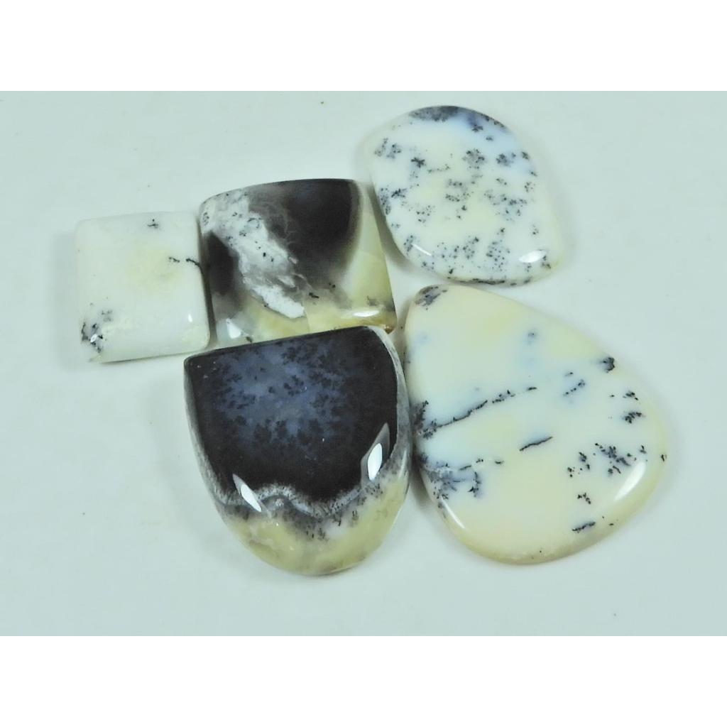 72Cts. Natural Dendrite Opal Mix Shape Cabochon Loose Gemstone 05 Pcs Lot C-3878