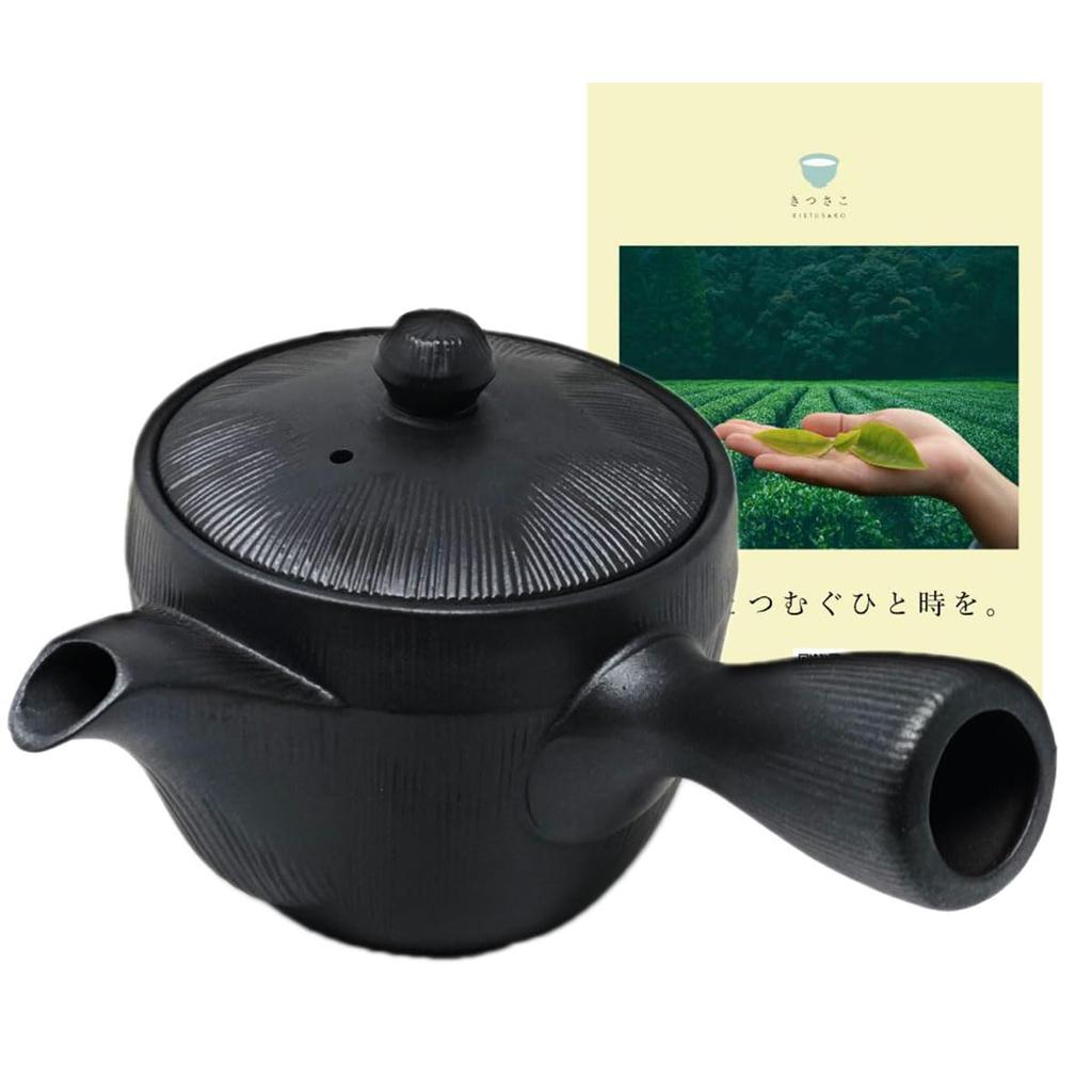 Banko Ware Made In Japan Water Flow Banko Ware Oribe Made In Suitable for Deep Steaming Teapot, [Excellent / 320ml] Drip-Free Teapot, Kitusako, Black,