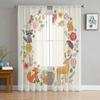 Window Cartoon Birch White Fox Curtains Living Room Tulle Curtains Kitchen Decor Kids Room Curtain Window Treatment