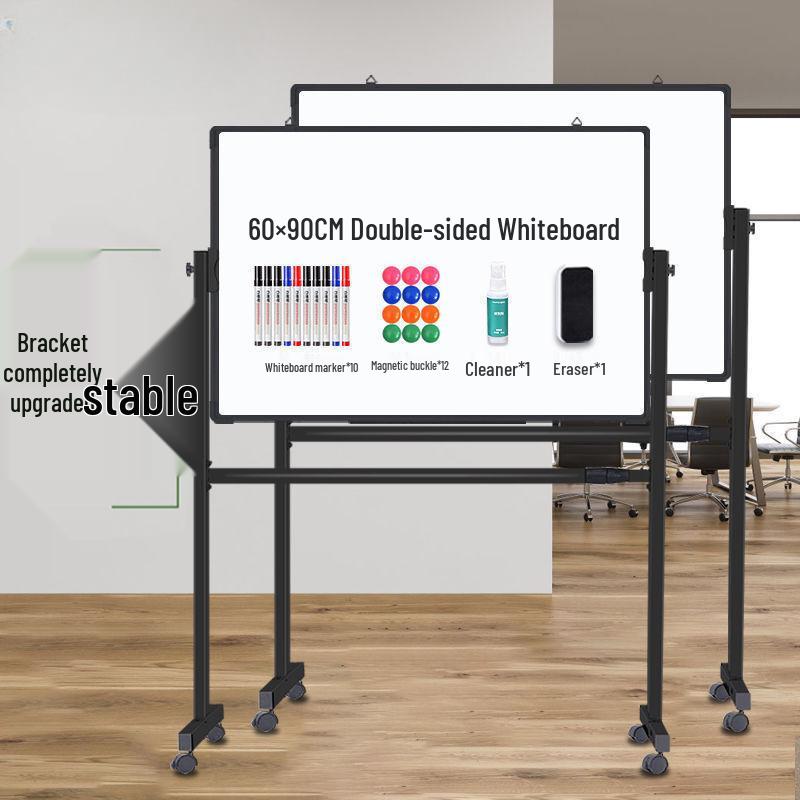 Double-Sided Mobile Easel Whiteboard/Blackboard for Home or Office Use