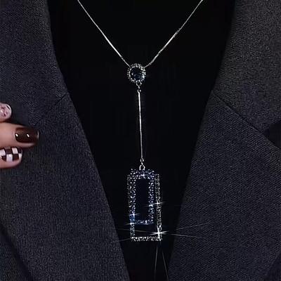 Luxus Geometrische Diamant Quaste Pullover Kette Halskette