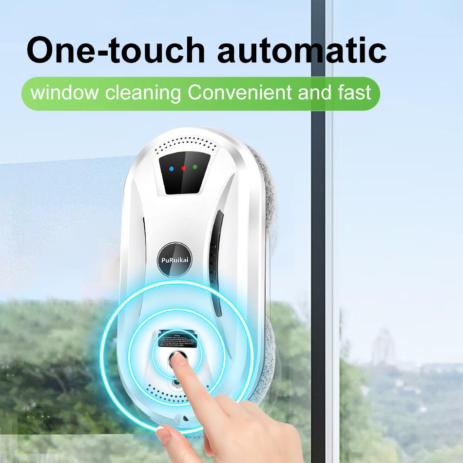 PuRuiKai Aspirateur robot ultra fin robot de nettoyage de vitres fenêtre électrique verre limpiacristales télécommande pour la maison