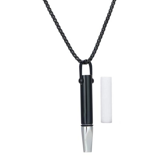 Mindfulness Breathing Necklace Stainless Steel Anxiety Breathe Necklace for Women Men Meditation Tuning Whistle Necklace for Stress Relief