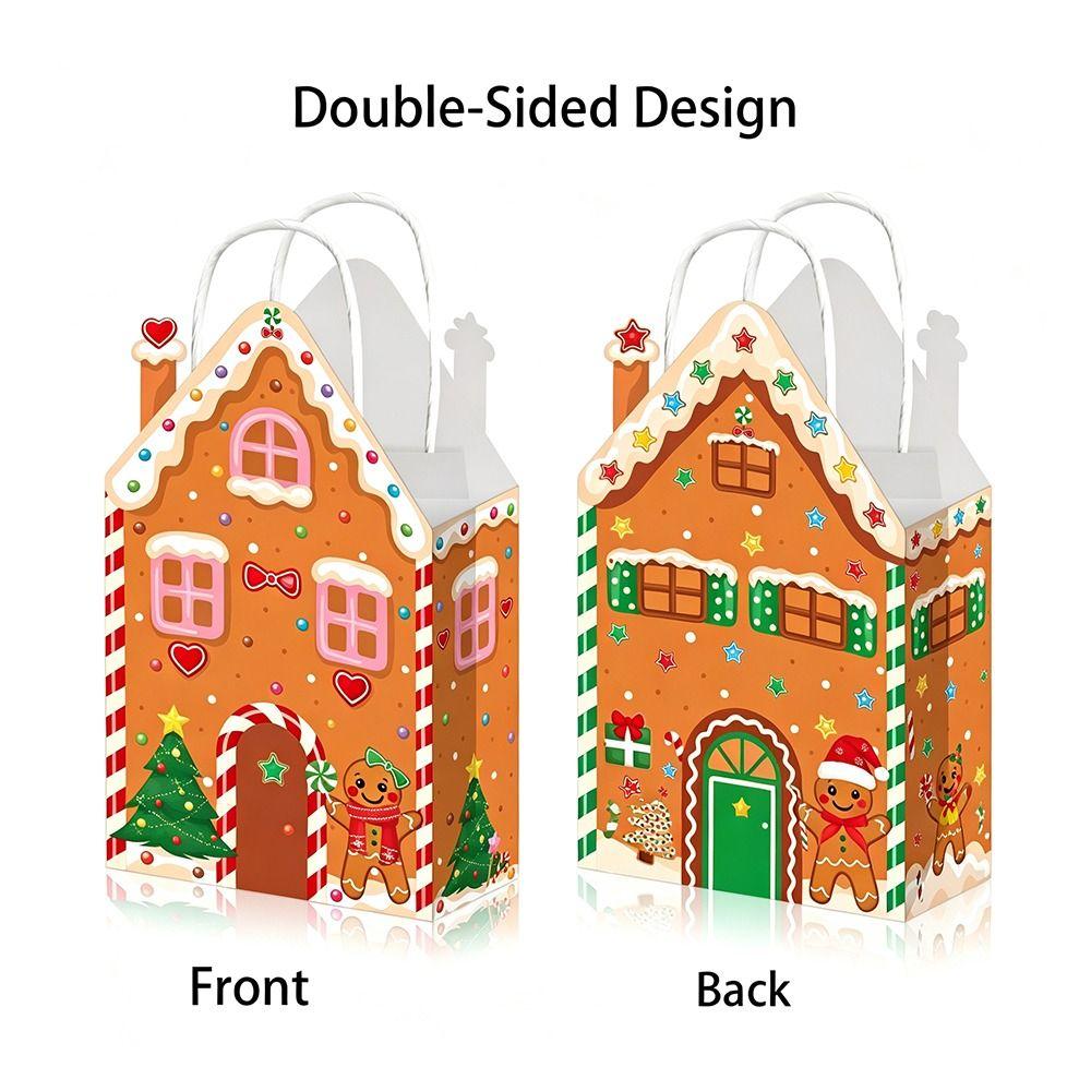 12 Pcs Paper Goodie Bags With Handles Kraft Christmas Bags Christmas Gift Bags For Gift Wrapping