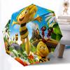 Maya the Bee Print Automatic Umbrella, 8 Rib Iron Frame, Plastic Handle, Suitable for Outdoor Travel &Daily , Ideal Gift