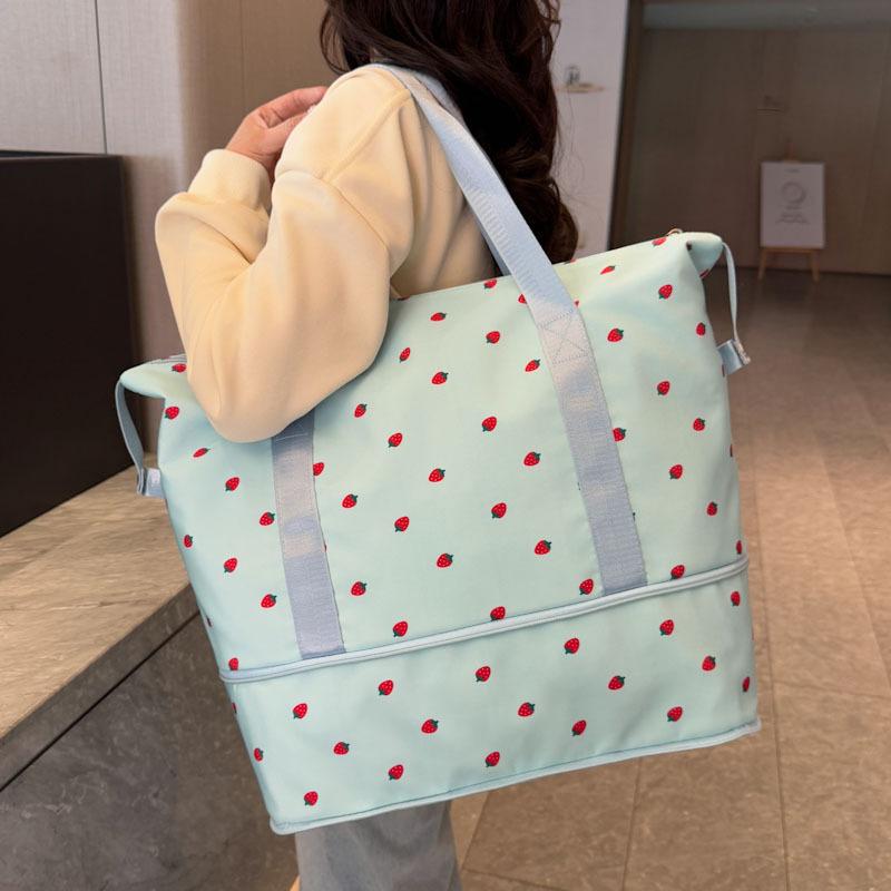Expandable Cute Printed Gym Bag with Trolley Handle, Portable Travel Bag, Oxford Cloth Handbag, Maternity Bag for Pregnant Women