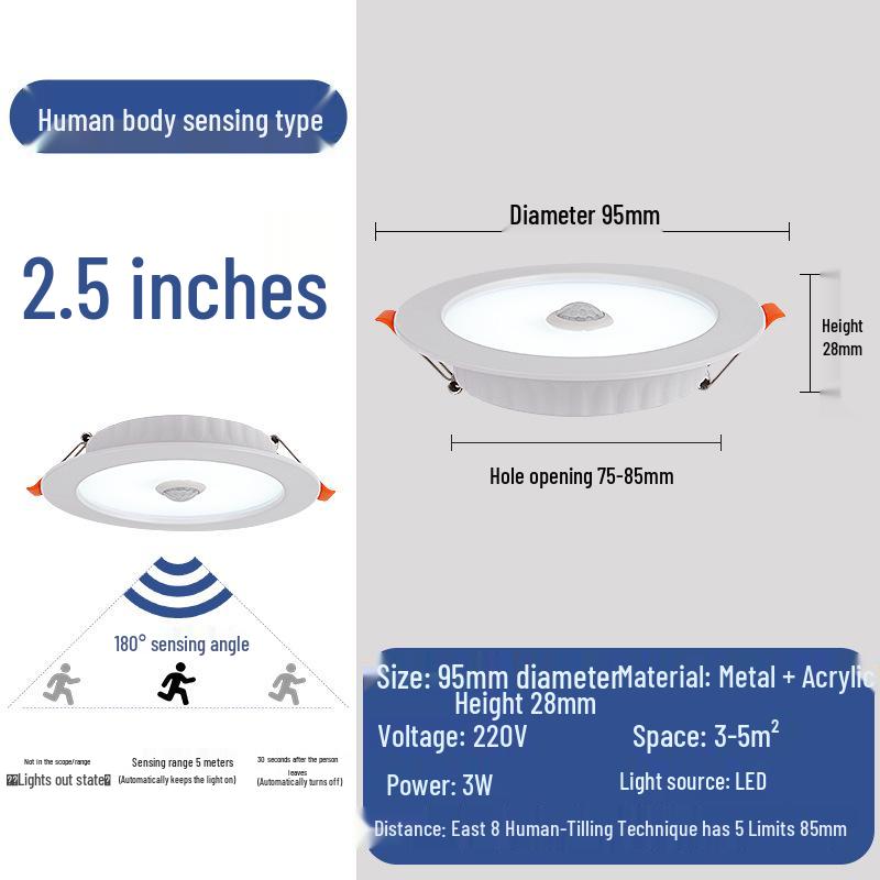 Ultra-Thin Anti-Glare Sensor Downlight for Hotel & Corridor Ceilings