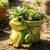 Frog Flowerpot, Decorative Resin Frog Planter, Fade-Resistant Herb Pot Garden Accent, for Home Decoration