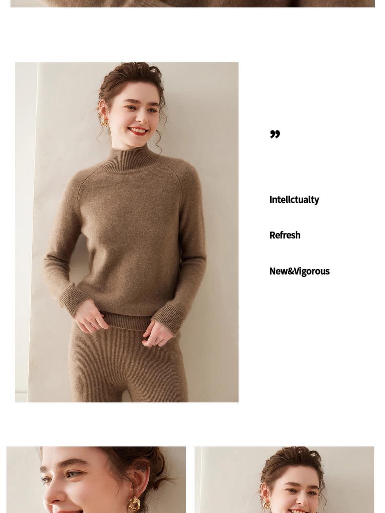 High Neck Cashmere Wool Raglan Sleeve Loose Sweater, 2025 Autumn/Winter Collection
