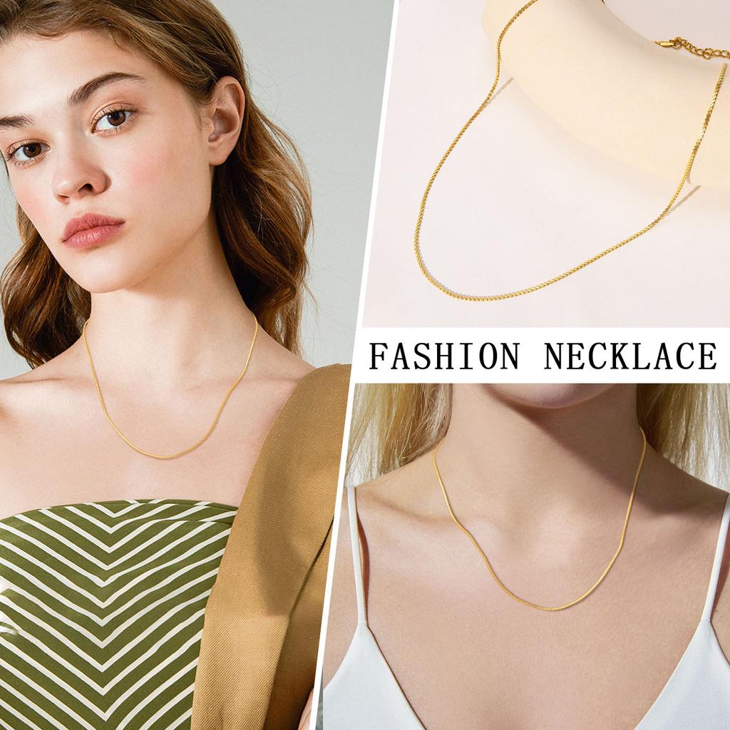 Edelstahl Gliederkette Halskette für Damen, Einfache 18 Karat Vergoldete Dünne Halskette, Minimalistischer Wasserdichter Schmuck