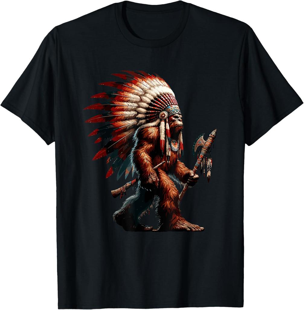 Native American Bigfoot Indian Sasquatch Headdress T-Shirt