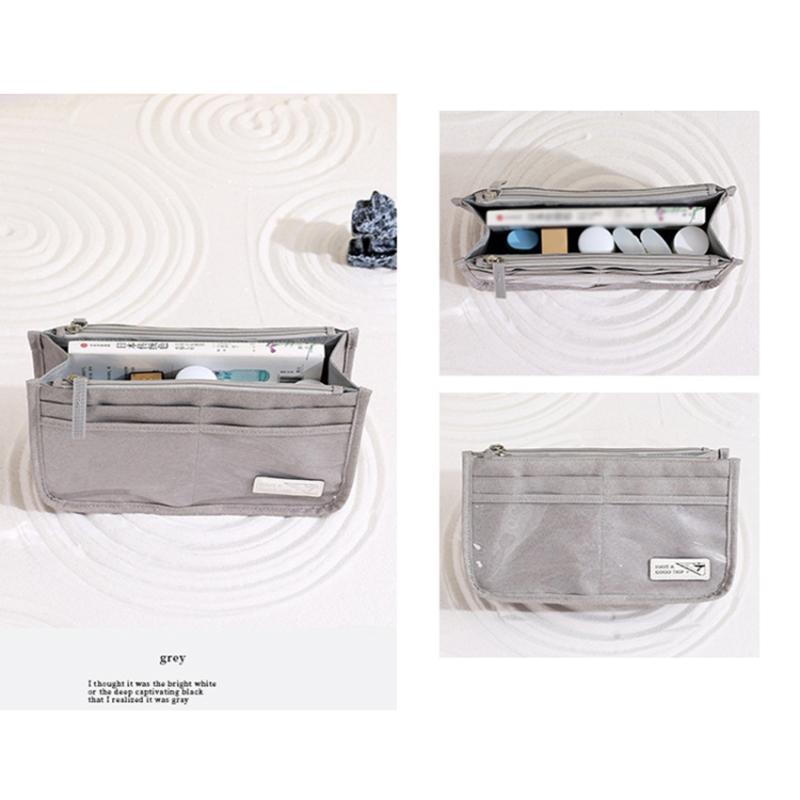 Handheld Makeup Bag Polyester Travel Wash Bag Pouch with Multiple Compartments