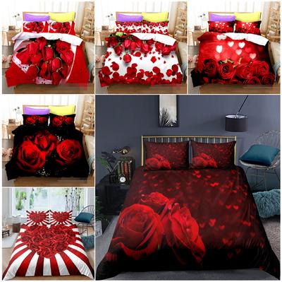 Couple Bedding Set Rose Theme Bedding Set Love Pattern Duvet Cover AU Full Size Bedding Sheet/Double Home Decoration