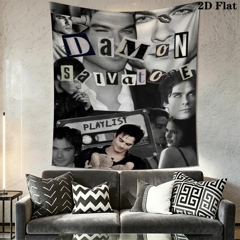 The Vampire Diaries Wall Tapestry Aesthetic Wall Hanging Printed Fabric Blanket Decorative Tapestries for Bedroom Living Room Home Decor