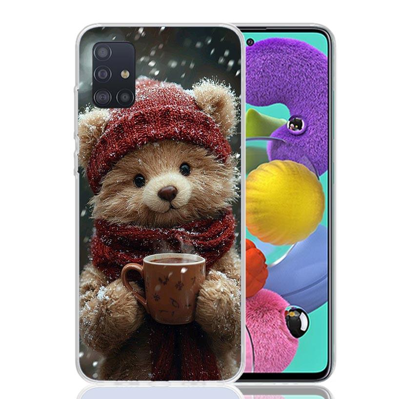 Animal Brown Cute Bear Phone Case For Samsung Galaxy A52 A32 A22 A12 A02S A50S A30S A51 A31 AA71 Note 20 Ultra 10 S10 Plus Galax