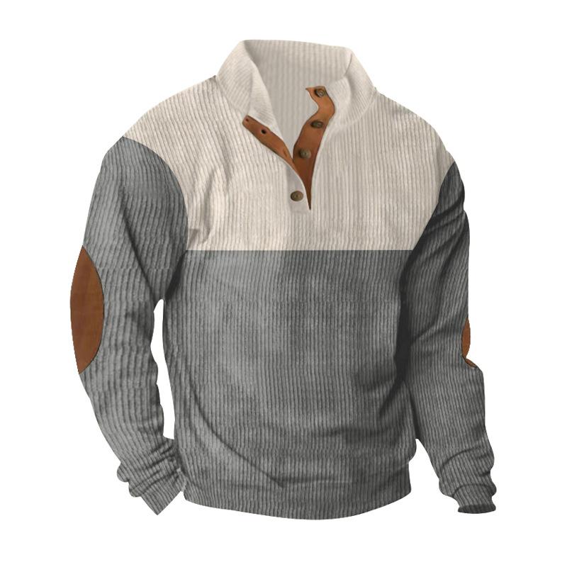 Sweatshirt Pullover Half Placket Buttoned Lapel Sweatshirt Casual Men's Top