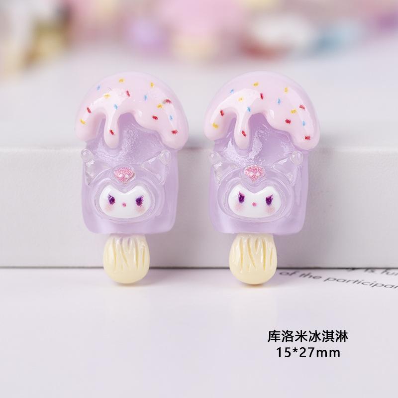 10 Pcs New Cartoon Bright Surface Ice Penetration Ice Cream Resin Flatback Jewelry Making Manicure Hairwear Accessories A30