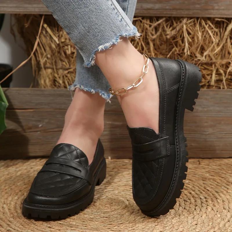 Leder Dicke Sohle Slipper Knappes Design Herbst Sommer Schuhe Slipper Flache Plattform Leder