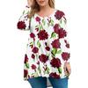 Dames pluss størrelse topp, hageskrage langermet skjorte, moteriktig blomsterprint avslappet topp