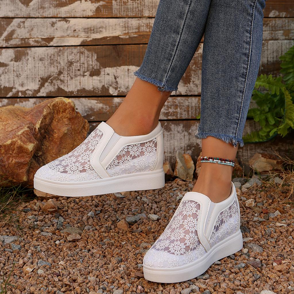 Fashion Comfortable Women Loafers Sandals Lace Slip On Walking Shoes White Designer Casual Shoes Ballet Sandals Women Shoes for Women