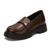 Yuexinwang Leather Flat for Huizhou Women's Shoes Su Yinyin Same Small Leather Shoes Brown New Spring Platform Loafers