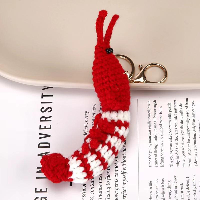 Ocean Series Knitted Animal Doll Keychain For Bag Pendant Funny Turtle Crochet Keychain Clown Fish Keychain Custom Accessories