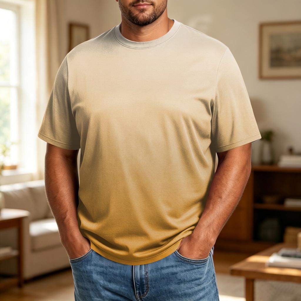 Men's Big Size Comfortable Breathable Casual Loose Fit T Shirt Top Soft Fabric Short Sleeve Crew Neck Tee for Everyday Wear