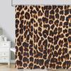Leopard Textured Shower Curtain, Vintage Striped Brown Floral Creative Geometric Modern Plants Polyester Bathroom Decor Curtain
