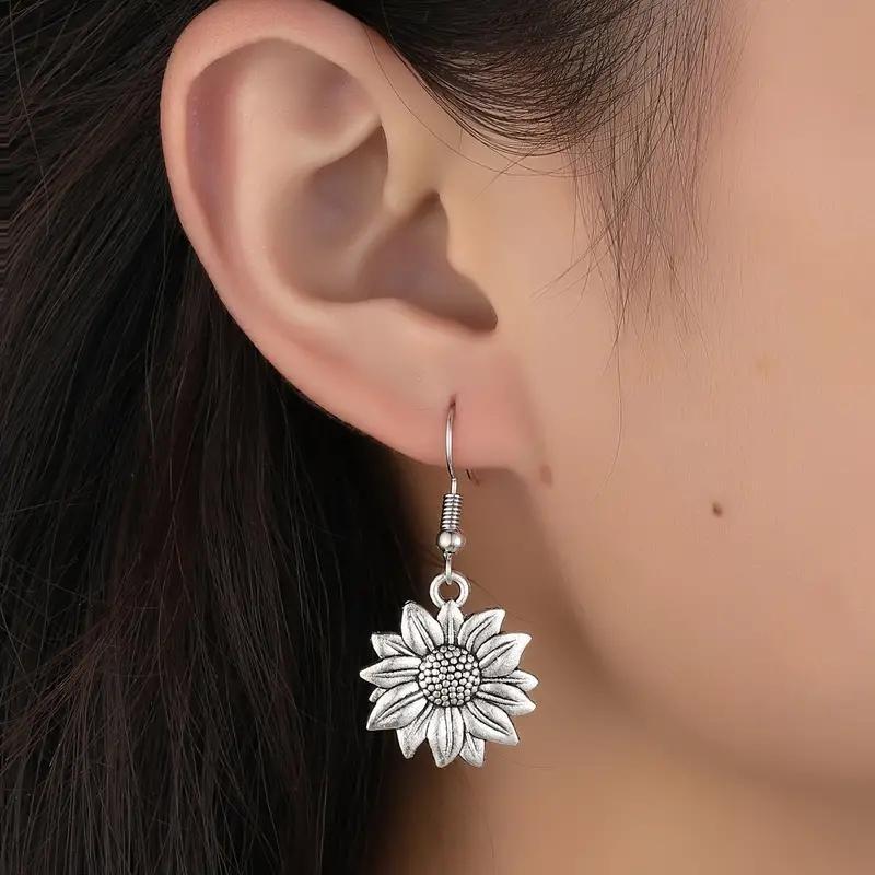 Bohemian Style Fashion Sunflower Drop Earrings for Women Engagement Weddings Flower Dangle Earrings