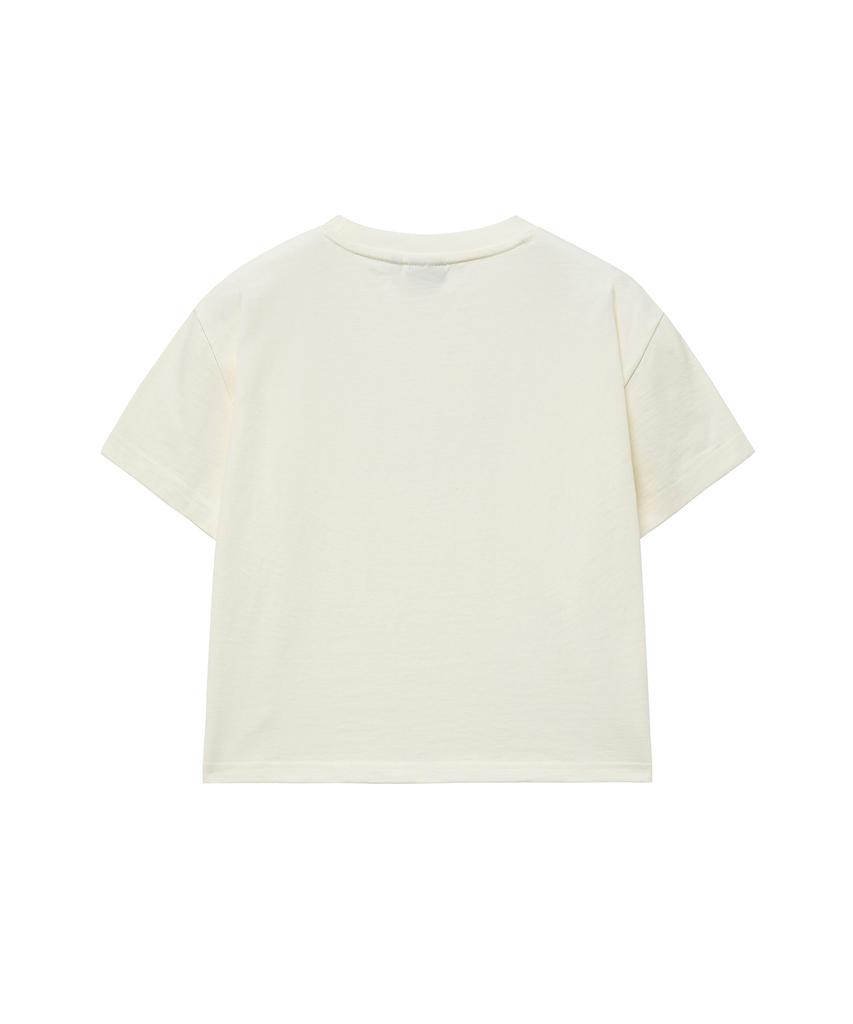 YALE Women'S Crop Applique Short Sleeve T-Shirt_Ivory