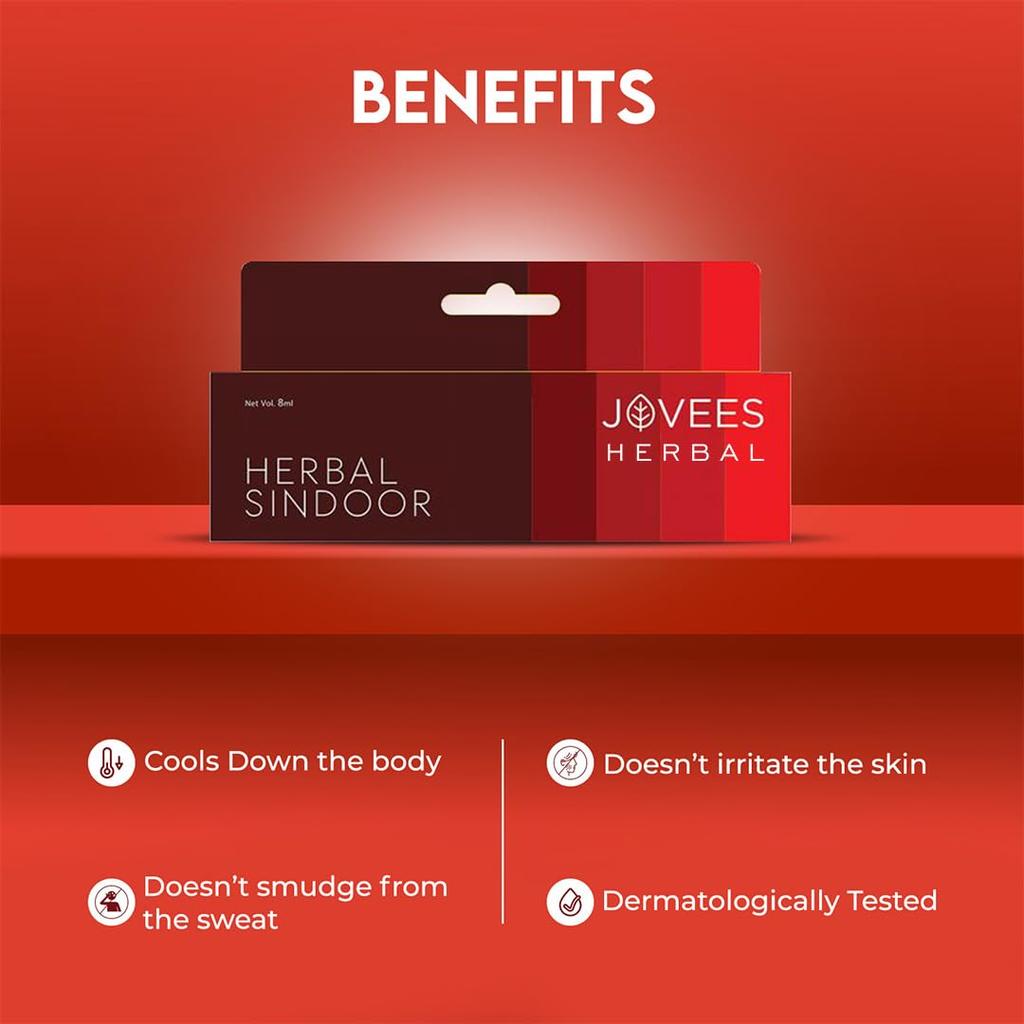 Jovees Herbal Sindoor Red 5ML Pack of 2 Quick Drying Long Lasting Water-Proof Smudge-Proof For All Skin Types